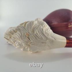 XLarge Lion Meerschaum Pipe hancarved block meerschaum by CPW Pipes #3873