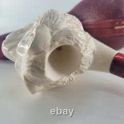 XLarge Lion Meerschaum Pipe hancarved block meerschaum by CPW Pipes #3873