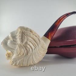 XLarge Lion Meerschaum Pipe hancarved block meerschaum by CPW Pipes #4273