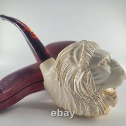 XLarge Lion Meerschaum Pipe hancarved block meerschaum by CPW Pipes #4273