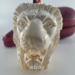 XLarge Lion Meerschaum Pipe hancarved block meerschaum by CPW Pipes #4273