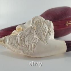 XLarge Lion Meerschaum Pipe hancarved block meerschaum by CPW Pipes #4473