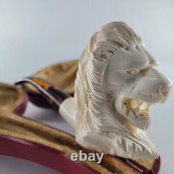 XLarge Lion Meerschaum Pipe hancarved block meerschaum by CPW Pipes #5673