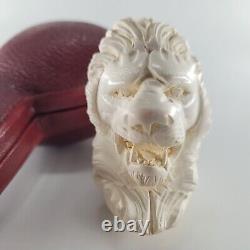 XLarge Lion Meerschaum Pipe hancarved block meerschaum by CPW Pipes #5673