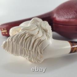 XLarge Lion Meerschaum Pipe hancarved block meerschaum by CPW Pipes #5673