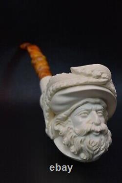 XXL CAVALIER Figure Pipe By YUSUF block Meerschaum New W Case#889