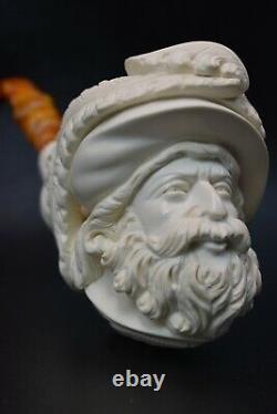 XXL CAVALIER Figure Pipe By YUSUF block Meerschaum New W Case#889