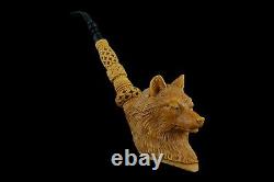 XXL Grey Wolf Pipe By Kenan new-block Meerschaum Handmade W Case#1385