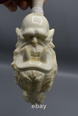 XXL Size Orc Movie Character Pipe Block Meerschaum-NEW Handmade W CASE#1701