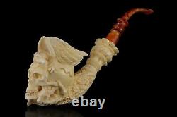 XXL Skull And Eagle Pipe By Ali New Block Meerschaum Handmade W Case#550
