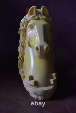 XXXL Horse? Pipe By KENAN block Meerschaum Handmade W Case#708 Knight Horse