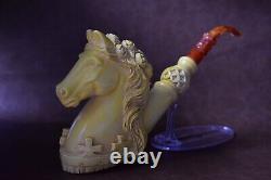 XXXL Horse? Pipe By KENAN block Meerschaum Handmade W Case#708 Knight Horse