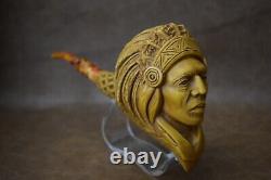 XXXL KENAN Indian Chief Figure Pipe Block Meerschaum-handmade NEW W CASE#1265