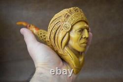 XXXL KENAN Indian Chief Figure Pipe Block Meerschaum-handmade NEW W CASE#1265