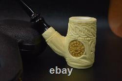 Xl Size Ornate Cherrywood Pipe New Block Meerschaum Handmade W Case#1263