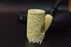 Xl Size Ornate Cherrywood Pipe New Block Meerschaum Handmade W Case#1263