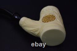 Xl Size Ornate Cherrywood Pipe New Block Meerschaum Handmade W Case#1263