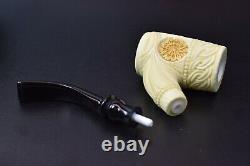 Xl Size Ornate Cherrywood Pipe New Block Meerschaum Handmade W Case#1263