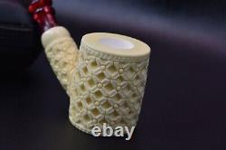 Xl Size Ornate Cherrywood Pipe New Block Meerschaum Handmade W Case#569