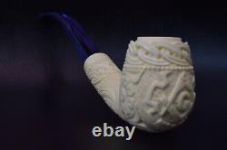 Xl Size Ornate Egg Pipe Masonic Emblems New Block Meerschaum Handmade W Case#383