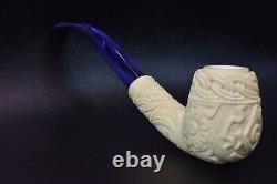 Xl Size Ornate Egg Pipe Masonic Emblems New Block Meerschaum Handmade W Case#383