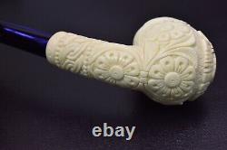 Xl Size Ornate Egg Pipe Masonic Emblems New Block Meerschaum Handmade W Case#383