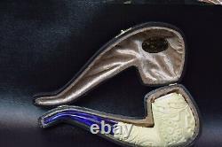 Xl Size Ornate Egg Pipe Masonic Emblems New Block Meerschaum Handmade W Case#383