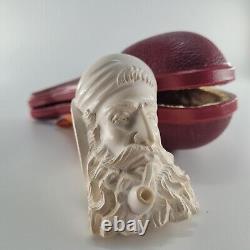 Xlarge Bearded Smoking Man Meerschaum Pipe hancarved block meerschaum CPW #273