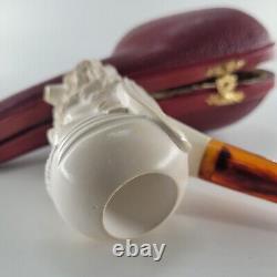 Xlarge Bearded Smoking Man Meerschaum Pipe hancarved block meerschaum CPW #273