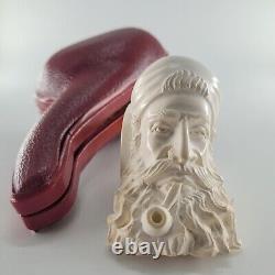 Xlarge Bearded Smoking Man Meerschaum Pipe hancarved block meerschaum CPW #273