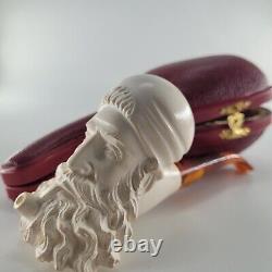 Xlarge Bearded Smoking Man Meerschaum Pipe hancarved block meerschaum CPW #273