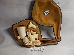 YANIK BLOCK MEERSCHAUM Pipe Featuring An Elk Masterfully Carved By S. Yanik