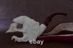 Yunus EGE Dragon Pipe Handmade Block Meerschaum-NEW With Custom Made CASE#641
