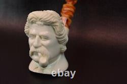 Yunus ege Mark Twain Figure Pipe New Block Meerschaum Handmade W Case#43