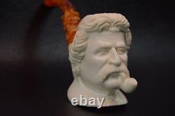 Yunus ege Mark Twain Figure Pipe New Block Meerschaum Handmade W Case#43