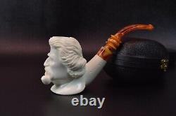 Yunus ege Mark Twain Figure Pipe New Block Meerschaum Handmade W Case#43