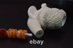 Yunus ege Mark Twain Figure Pipe New Block Meerschaum Handmade W Case#43